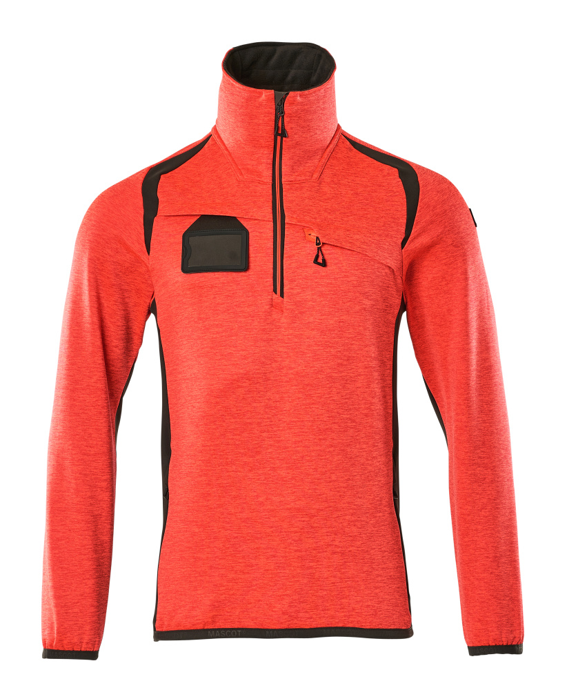 Fleecepullover mit kurzem Reißverschluss Microfleecejacke Größe 2XL, hi-vis rot/dunkelanthrazit
