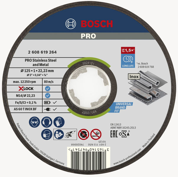 PRO Stainless Steel and Metal X-Lock Trennscheibe, 125 x 1 x 22.23 mm, gerade
