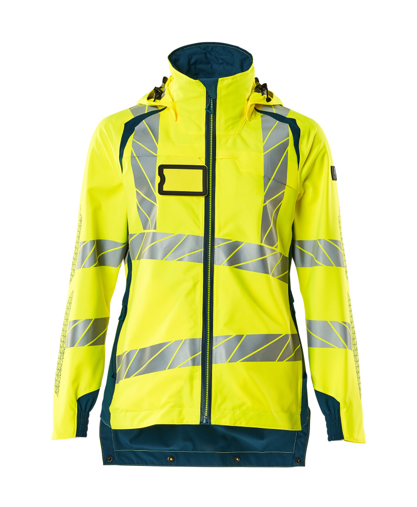 Hard Shell Jacke, Damen, leichtem Futter Jacke Größe 2XL, hi-vis gelb/dunkelpetroleum