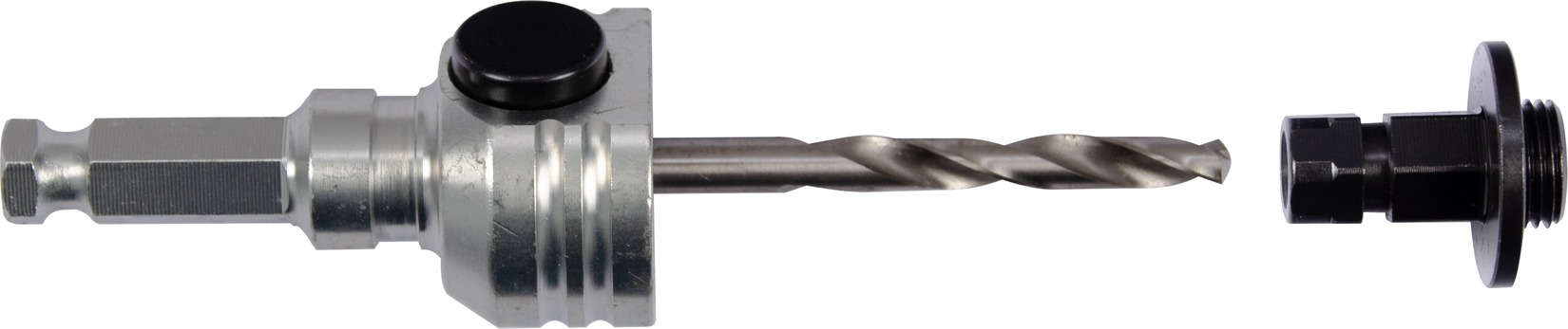 Adapter Schnellwechsel 6-kant SW 11 mit 2 Verbindungsstücken und HSS 105 mm Zentrierbohrer für Bi-Metall Lochsägen