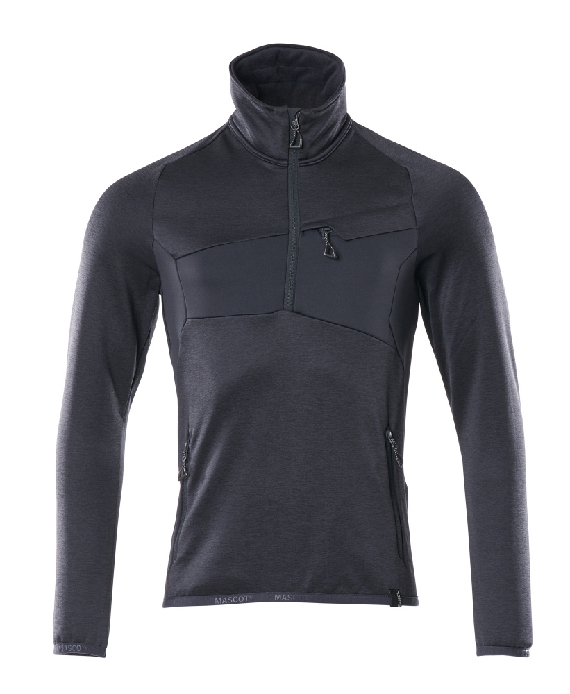 Fleecepullover mit kurzem Reißverschluss Microfleecejacke Größe 2XL, schwarzblau