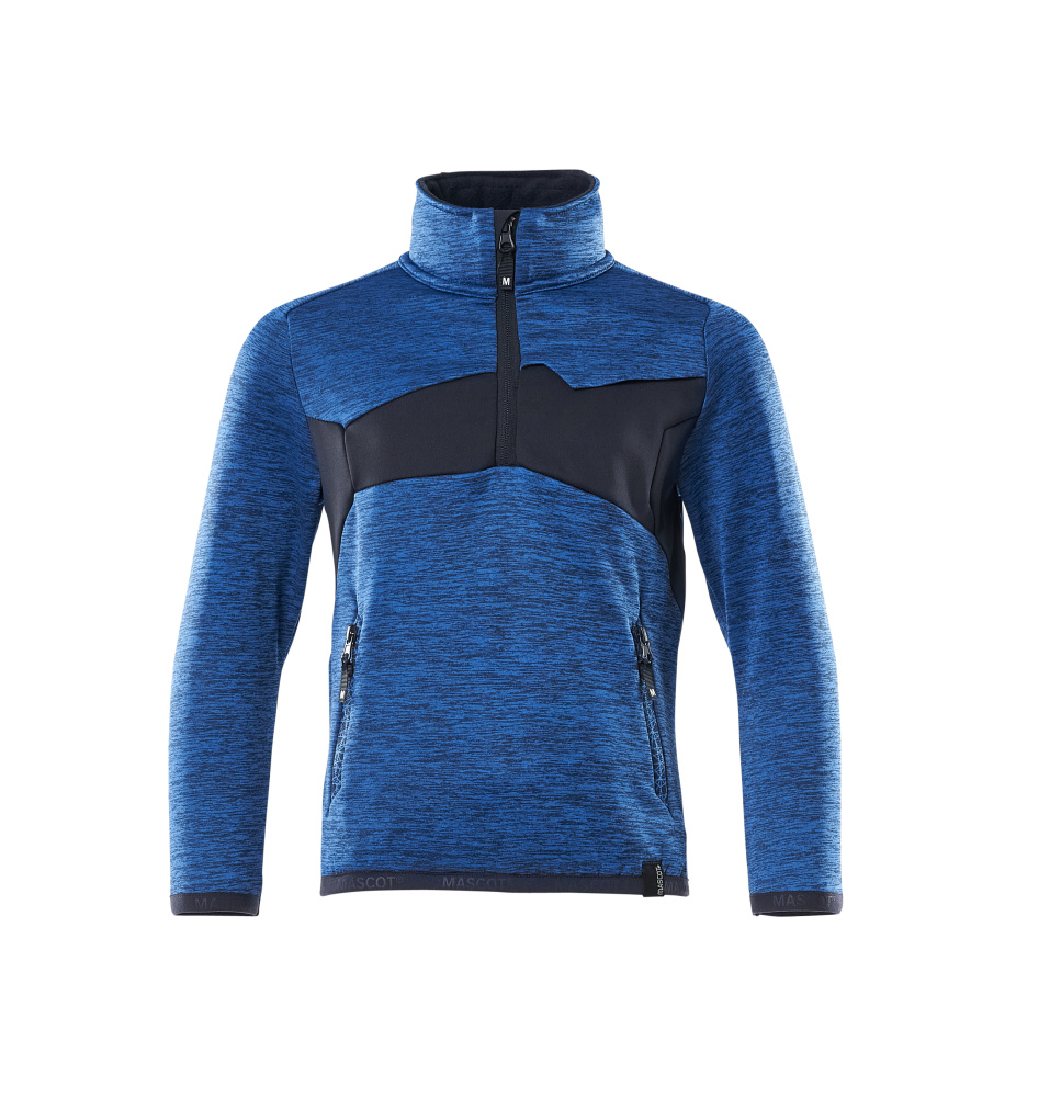 Fleecepullover für Kinder, kurzer Zipper Pullover für Kinder Größe 104, azurblau/schwarzblau