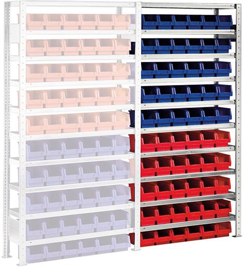 Steckregal Meta-CLIP B1000xT300xH2000 mm Anbaufeld 10 Böden vzk Fachlast 100kg 60 Kästen Steckregal Meta-CLIP B1000xT300xH2000 mm Anbaufeld 10 Böden vzk Fachlast 100kg 60 Kästen