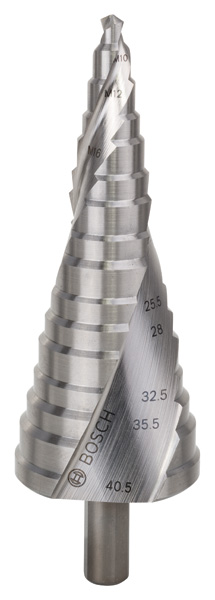 Stufenbohrer HSS, für Kabelverschraubungen, M10-M40, 10 mm, 125,5 mm, 16 Stufen