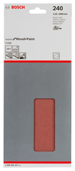 Schleifblatt C430, 115 x 280 mm, 240, ungelocht, gespannt, 10er-Pack