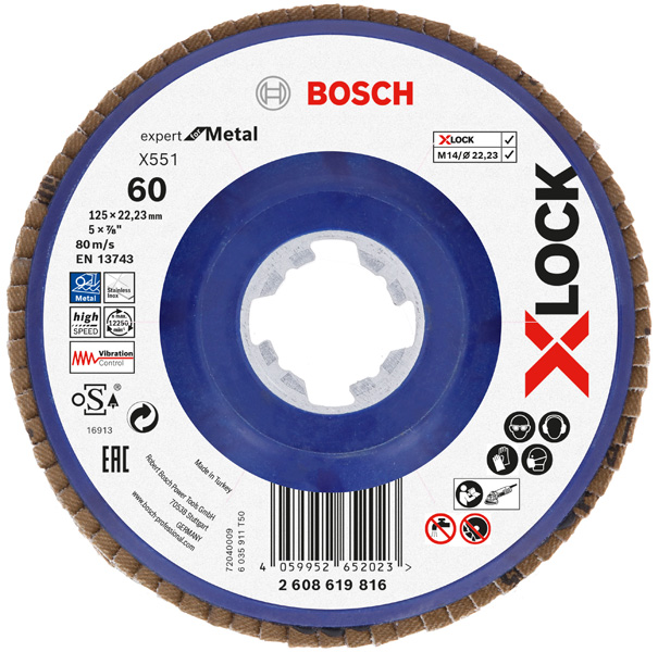 X-LOCK-Fächerschleifscheibe X551, Expert for Metal, K: 60, 125 mm