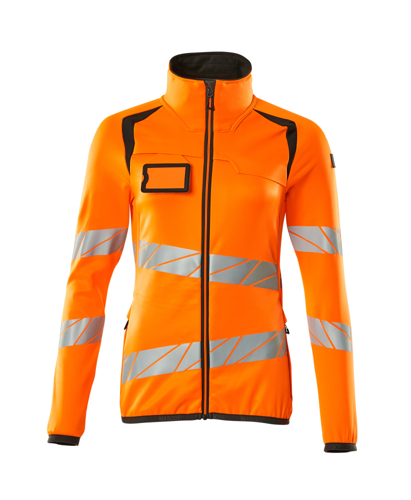 Fleecepullover mit Reißverschluss, Damen Microfleecejacke Größe 2XL, hi-vis orange/dunkelanthrazit