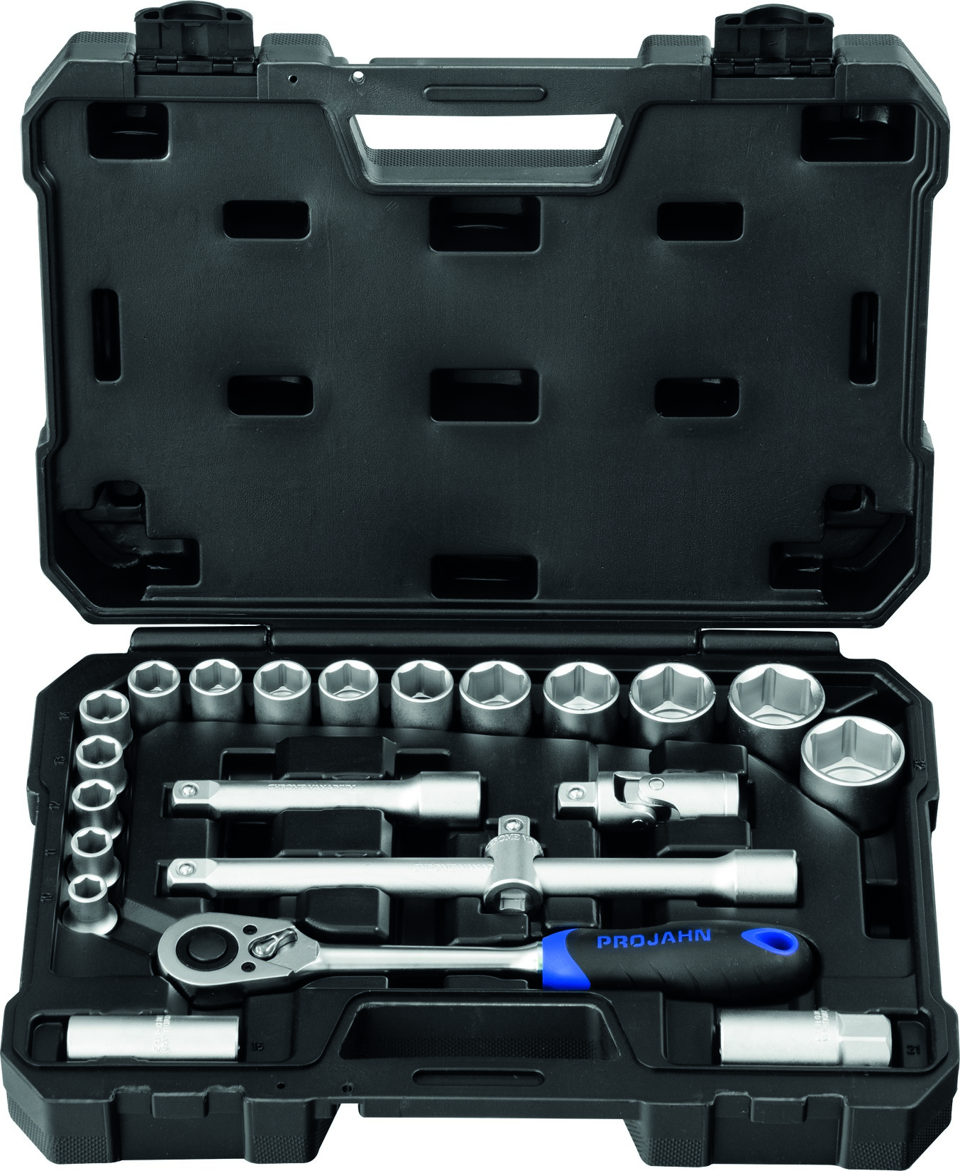 1/2" Steckschlüssel Satz 22tlg proficraft, 48 Zahn Knarre