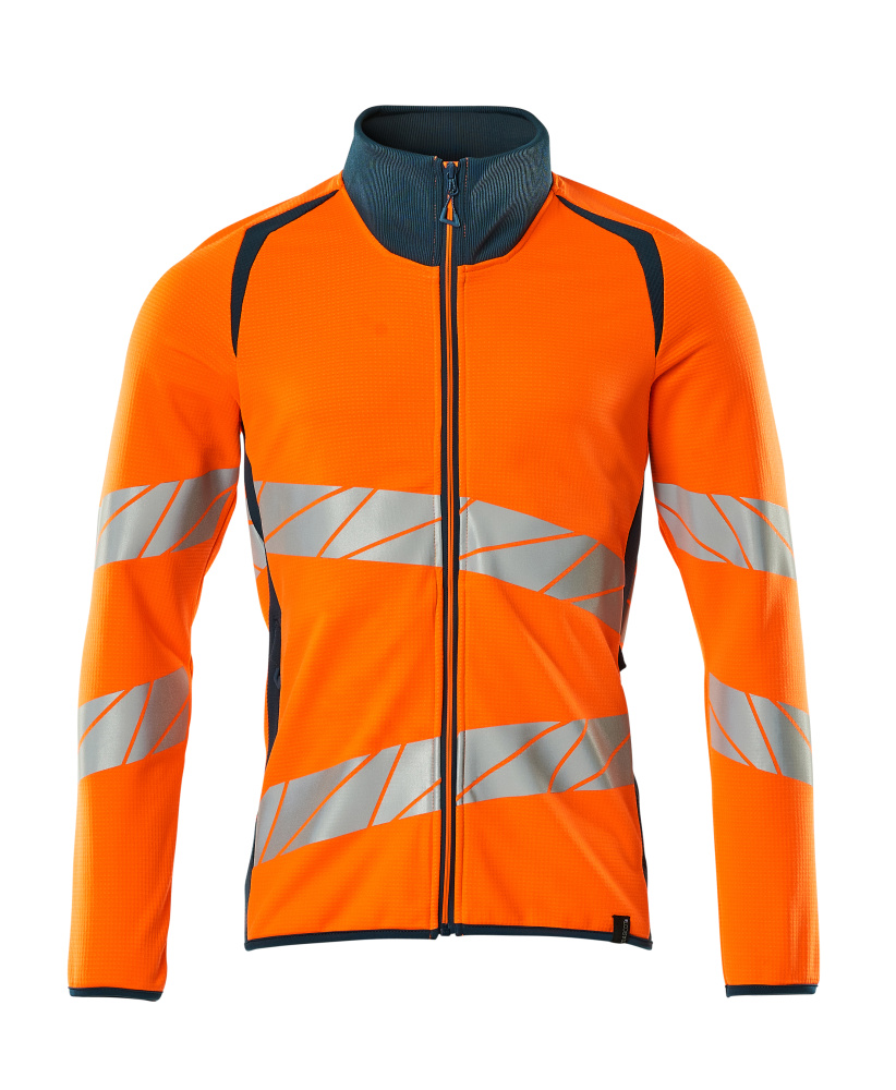 Sweatshirt mit Reißverschluss,modern Fit Sweatshirt mit Reißverschluss Größe 2XL, hi-vis orange/dunkelpetroleum