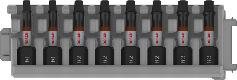 PRO R Impact Bit Set, 2 x R1, 4 x R2, 2 x R3, 55 mm, 8-tlg