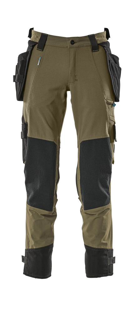 Hose mit Hängetaschen, Stretch Hose Größe 76C46, moosgrün