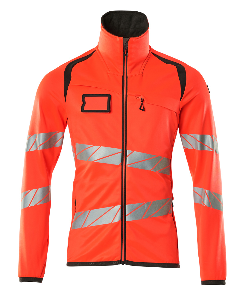 Fleecepullover mit Reißverschluss Microfleecejacke Größe 2XL, hi-vis rot/dunkelanthrazit