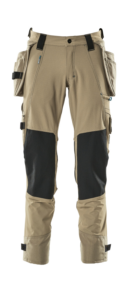 Hose mit Hängetaschen, Stretch Hose Größe 76C46, hellkhaki