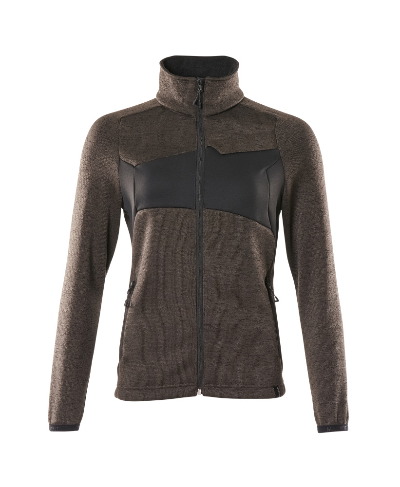 Strickpullover mit Reißverschluss, Damen Strickjacke Größe 2XL, dunkelanthrazit/schwarz