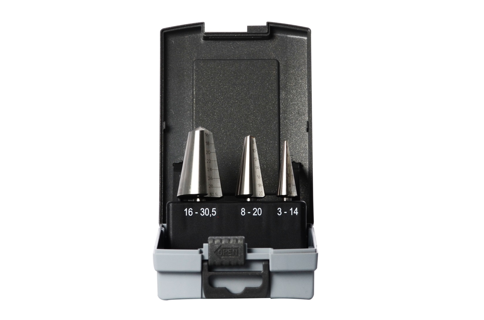 Blechschälbohrer-Set HSS-Co 5% 3-tlg. Größen 1-2-3 / Ø 3,0 - 30,5 mm