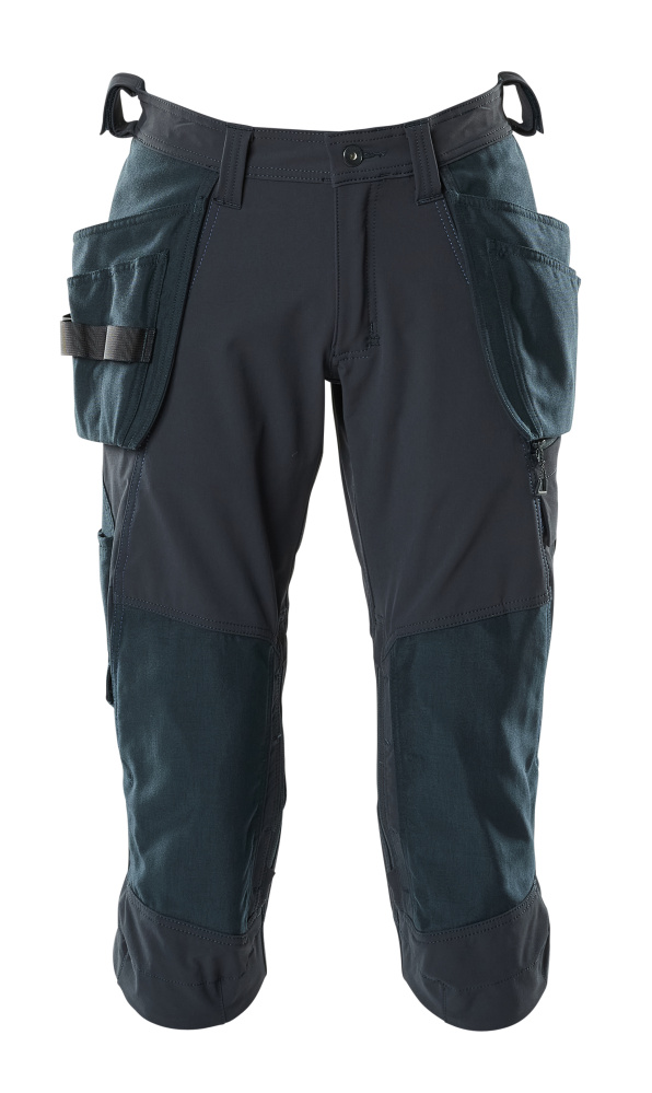 Dreiviertel-Hose, Hängetaschen, Stretch Handwerker-Dreiviertel-Hose Größe C44, schwarzblau