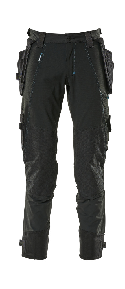 Hose mit Hängetaschen, Stretch Hose Größe 76C46, schwarz