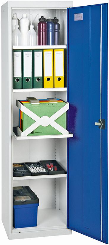 Werkzeugschrank B500xT500xH1800 mm RAL 7035/5010 4 Wannenböden