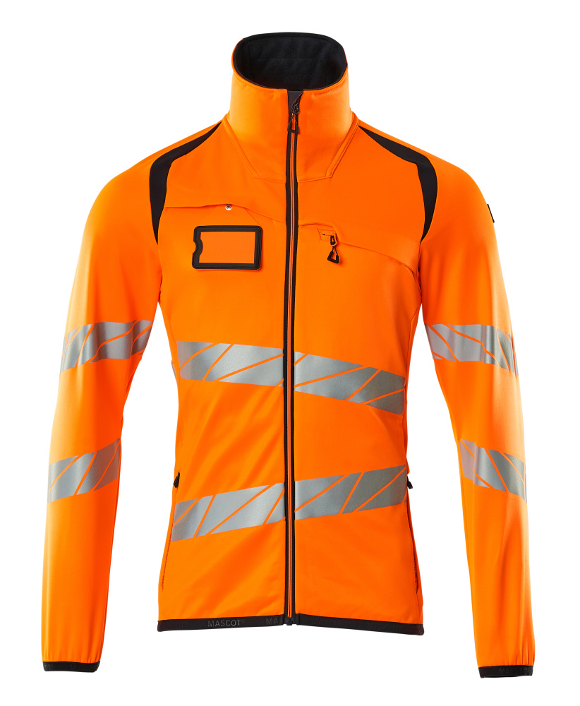 Fleecepullover mit Reißverschluss Microfleecejacke Größe 2XL, hi-vis orange/schwarzblau