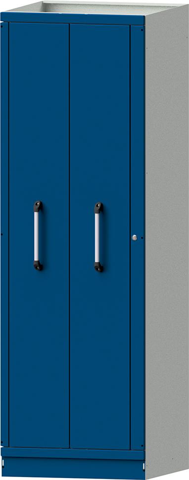 Vertikalauszugschrank B715xT720xH2200mm RAL 7035/5010 2 VertikalWannen