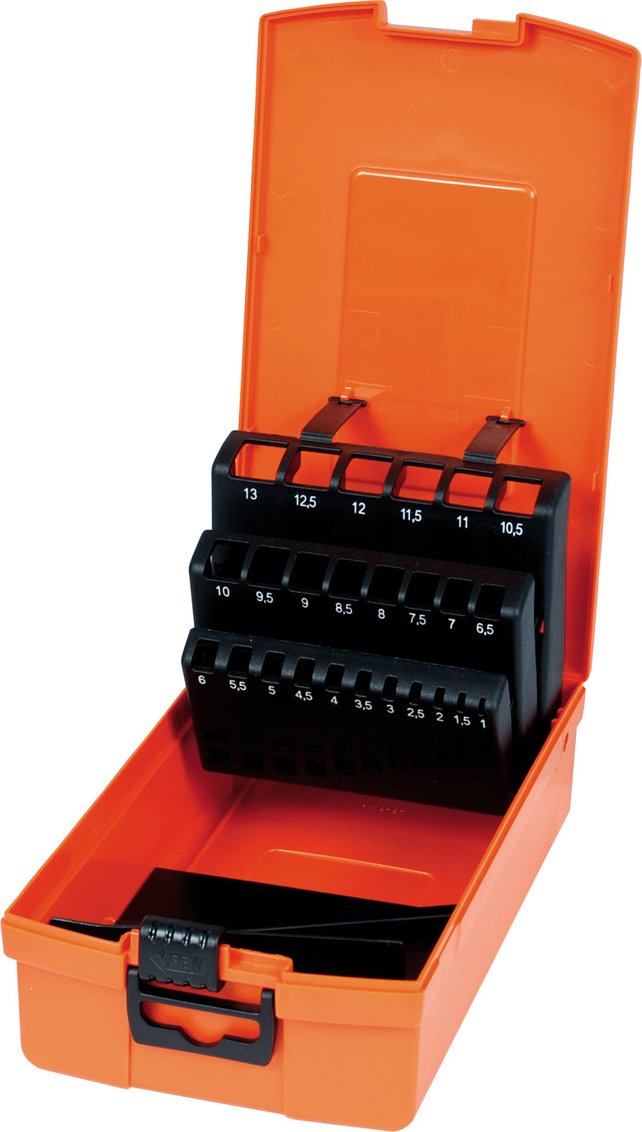 Kassette Kunststoff 25tlg. 1-13mm leer Farbe orange