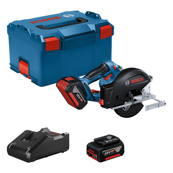 Akku-Kreissäge GKM 18V-50, 2 x Akku GBA 18V 5.0Ah in L-BOXX