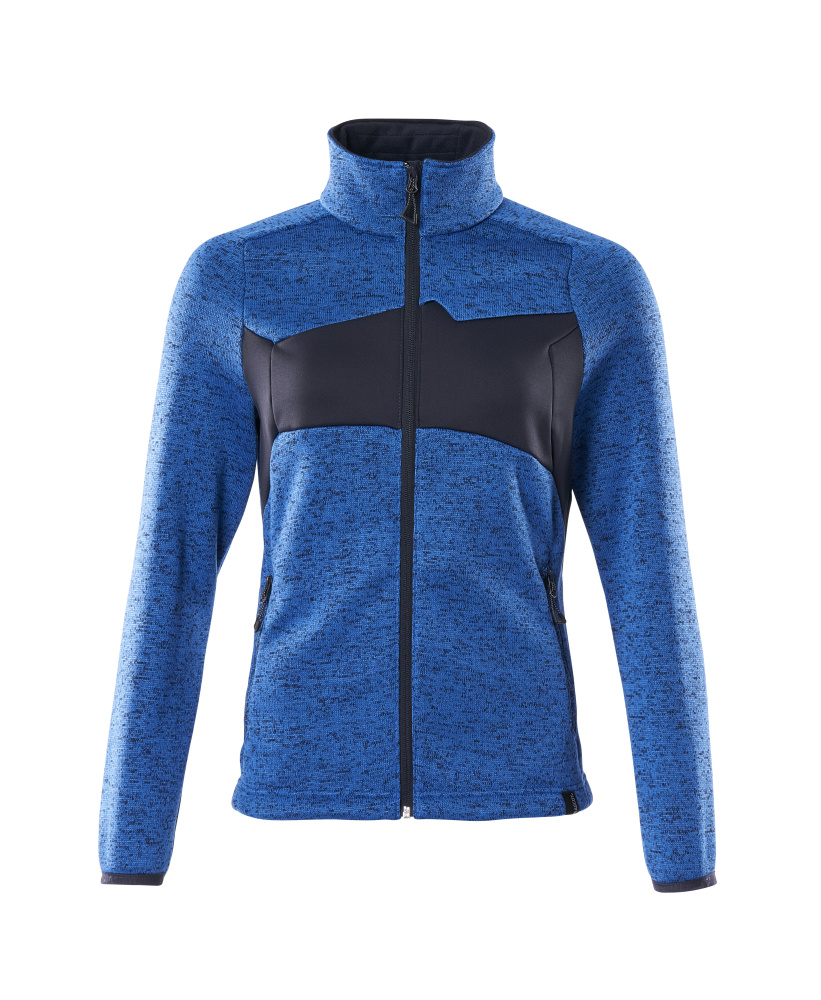 Strickpullover mit Reißverschluss, Damen Strickjacke Größe 2XL, azurblau/schwarzblau