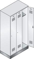 Garderobenschrank B1200xT500xH1850 Korpus RAL 7035 LichtgrauTüren RAL 5012 Lichtblau