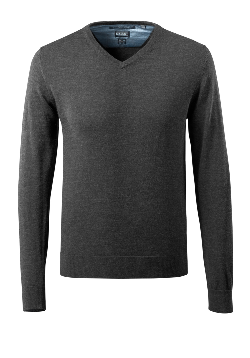 Strickpullover V-Ausschnitt, Merinowolle Strickpullover Größe 2XL, dunkelanthtazit/hellgrau-meliert