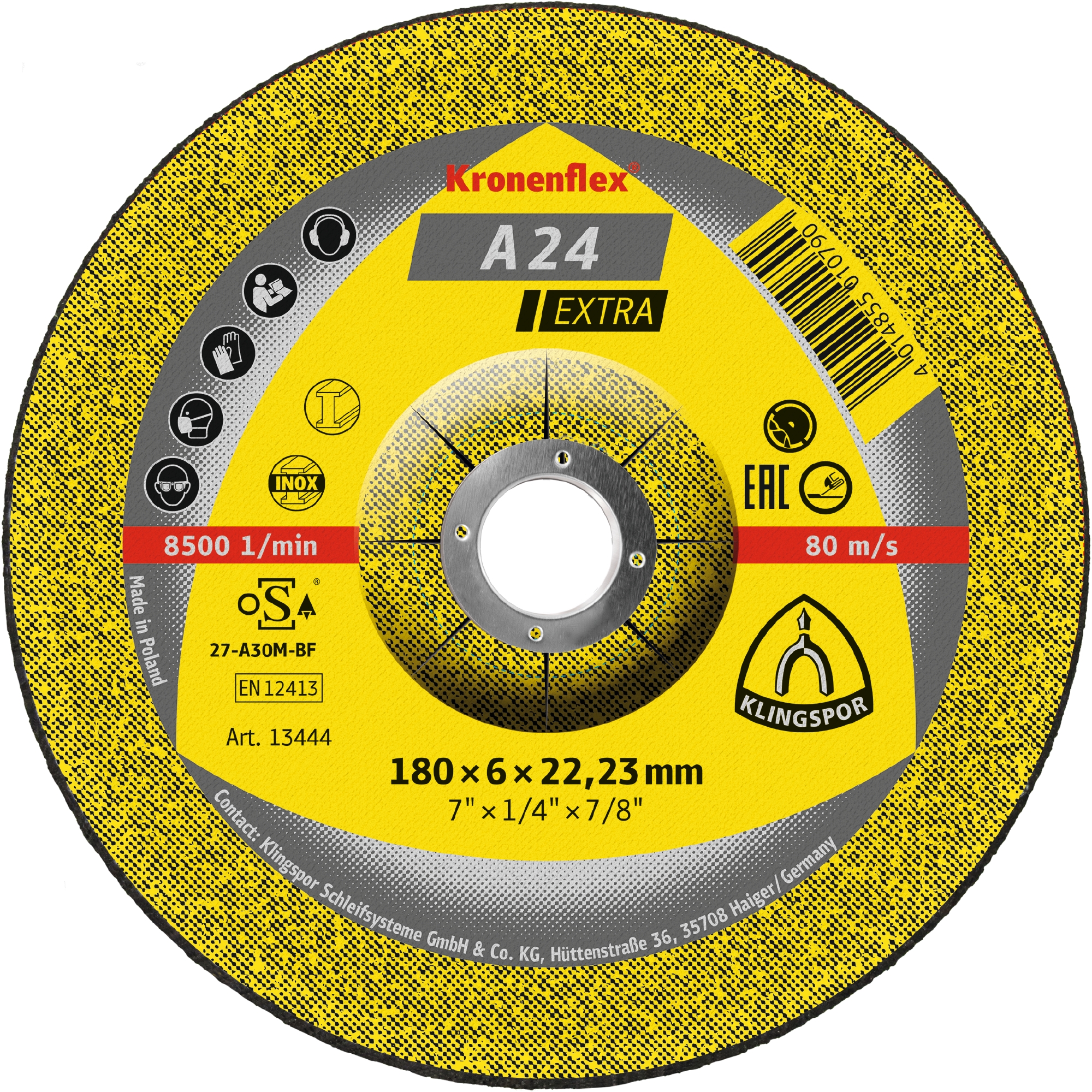 A 24 EX Schruppscheiben, 180 x 6 x 22,23 mm gekröpft