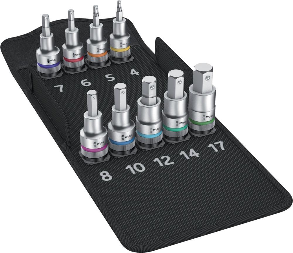 Schraubendrehereinsatz- Satz 1/2" Innensechskant mit Haltefunktion 9-teilig Wera