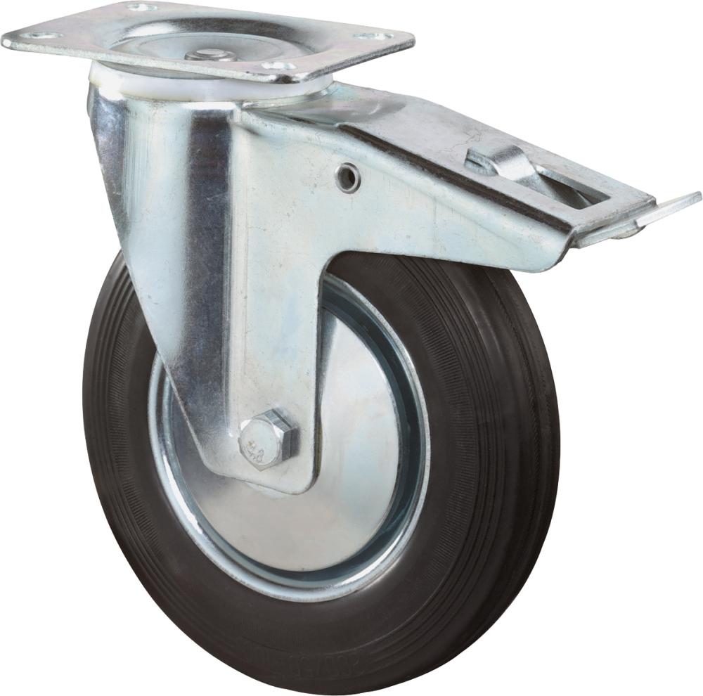 Lenkrolle 100mm L420.B55 Platte,Gummi schw.RL,FestL420.B55.101 BS ROLLEN