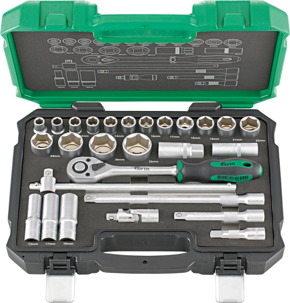 Steckschlüssel-Garnitur 1/2" 27-teilig FORTIS