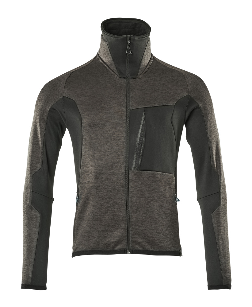 Fleecepullover mit Reißverschluss Microfleecejacke Größe 2XL, dunkelanthrazit/schwarz