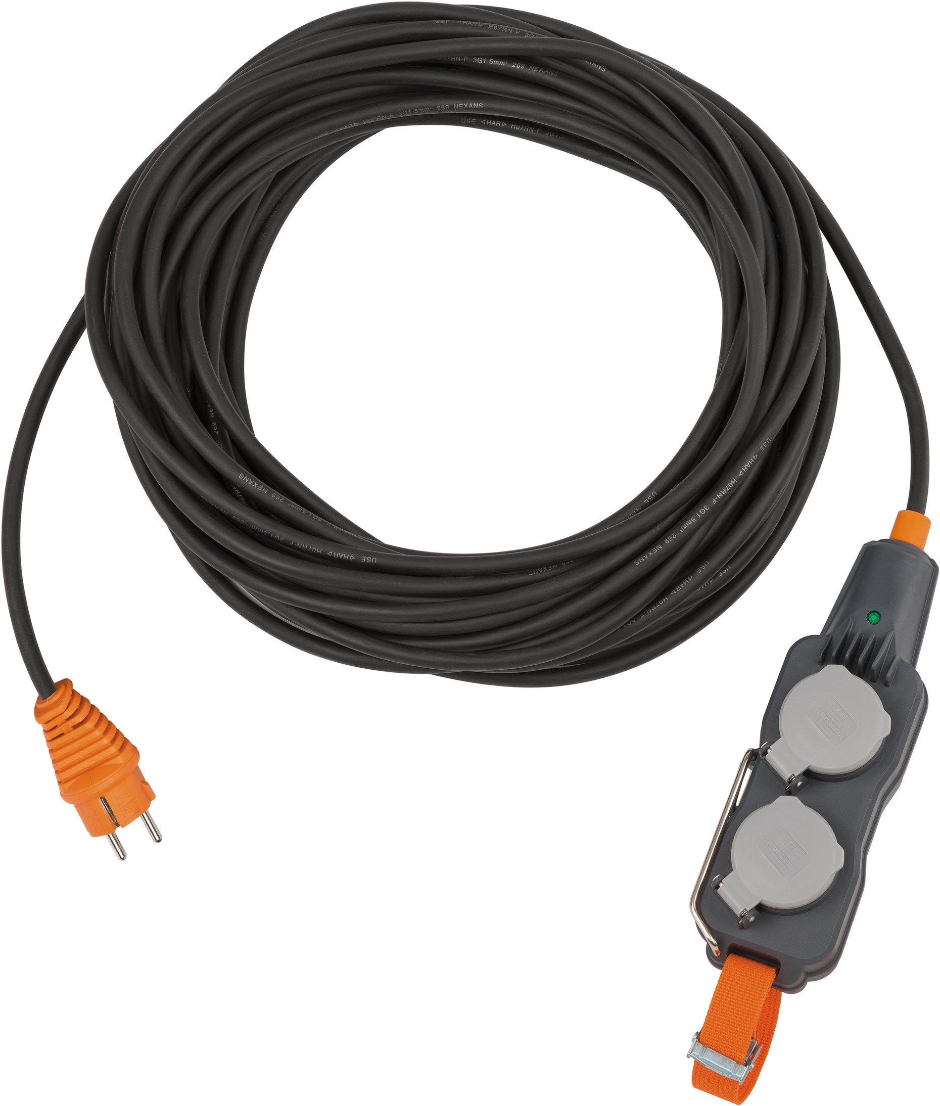 professionalLINE Powerblock mit Verlängerungskabel PB 1100 IP54 4-fach 15m schwarz H07RN-F 3G1,5