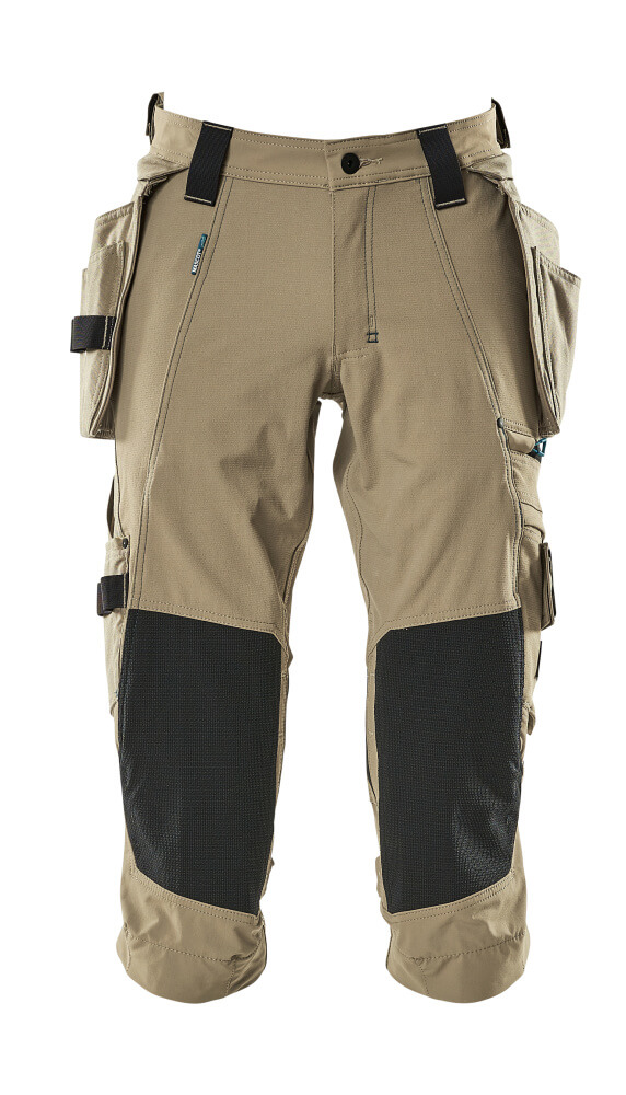 Dreiviertel-Hose, Hängetaschen, Stretch Dreiviertel-Hose Größe C42, hellkhaki