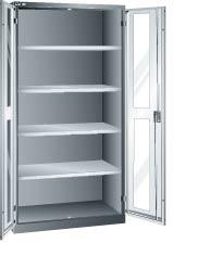 Flügeltürenschrank B1000xT580xH1950mm RAL 5012,Sichtfenstertür 4 Böden