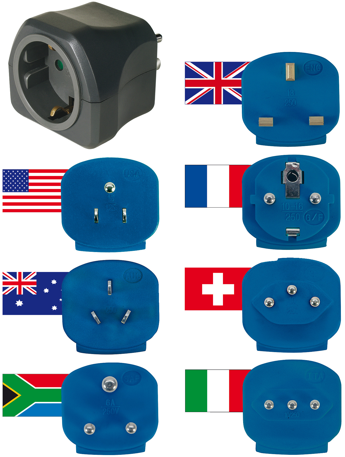 Reisestecker-Set mit 10A Sicherung