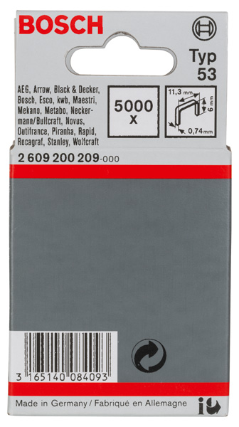 Feindrahtklammer Typ 53, 11,4 x 0,74 x 6 mm, 5000er-Pack
