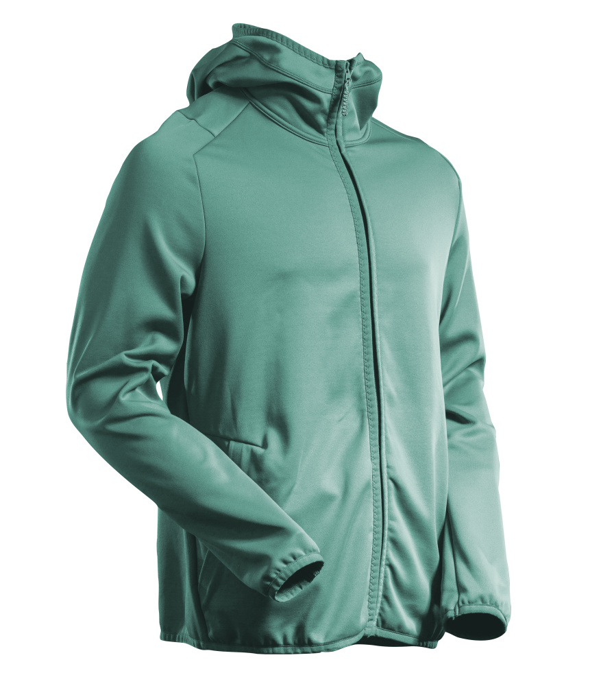Fleecepullover, Kapuze, Reißverschluss Microfleecejacke Größe 2XL, helles Waldgrün