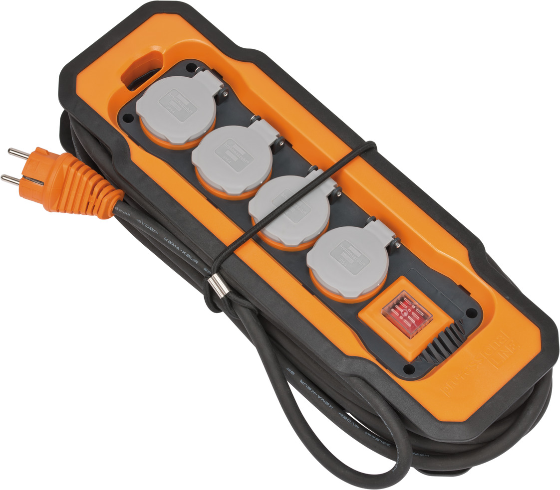 professionalLINE Steckdosenblock BA 8100 IP54 8m H07RN-F 3G1,5 mit Kabelaufnahme, mit Befestigungspunkten zum Hängen oder Montieren