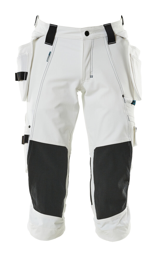 Dreiviertel-Hose, Hängetaschen, Stretch Dreiviertel-Hose Größe C42, weiss