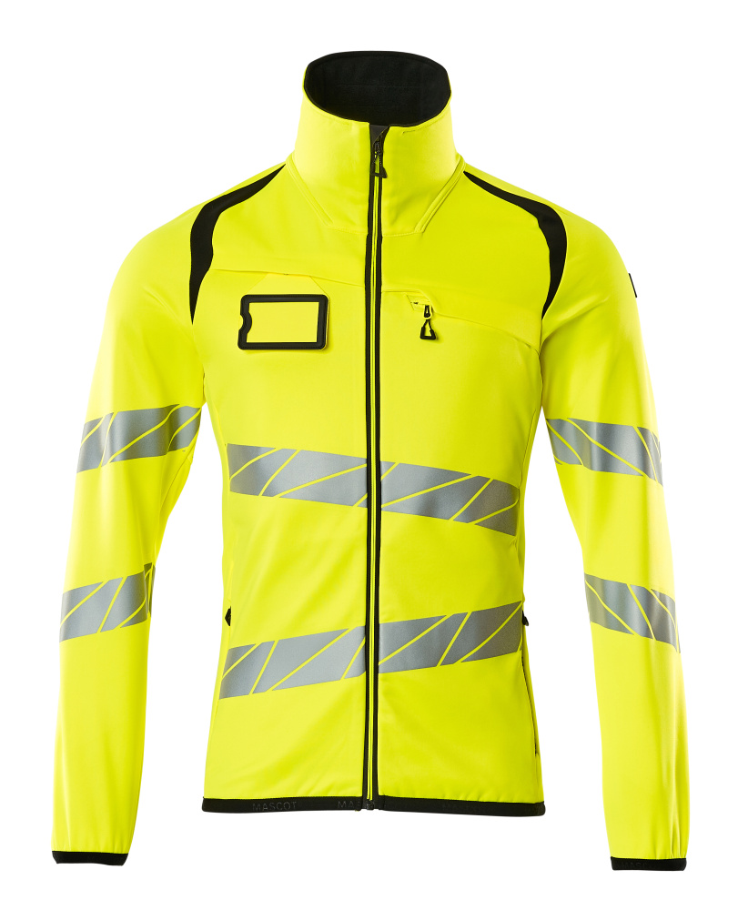 Fleecepullover mit Reißverschluss Microfleecejacke Größe 2XL, hi-vis gelb/schwarz