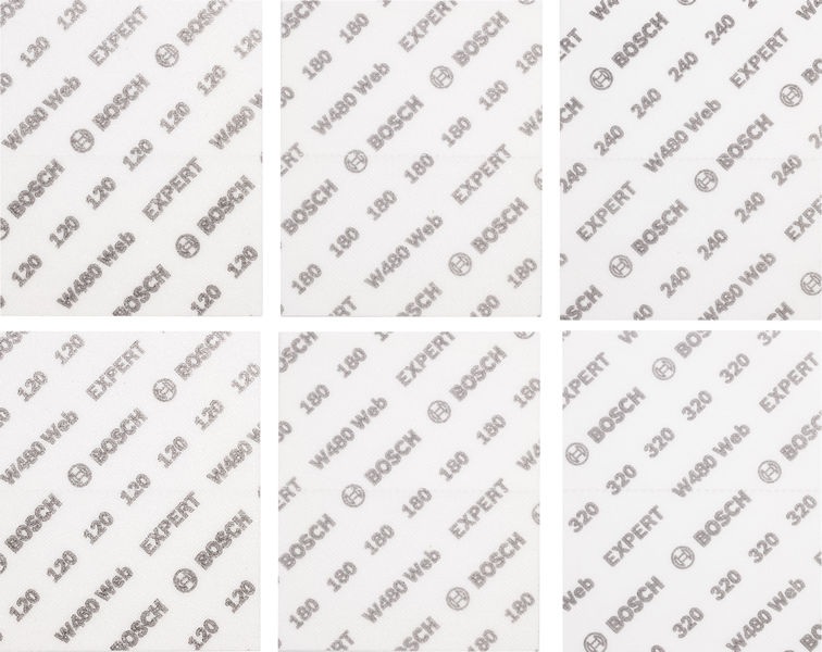 EXPERT W480 Web 1/4 Handschleifblatt-Set, 115x140 mm, G120/G180/G24/G320, 6-tlg.