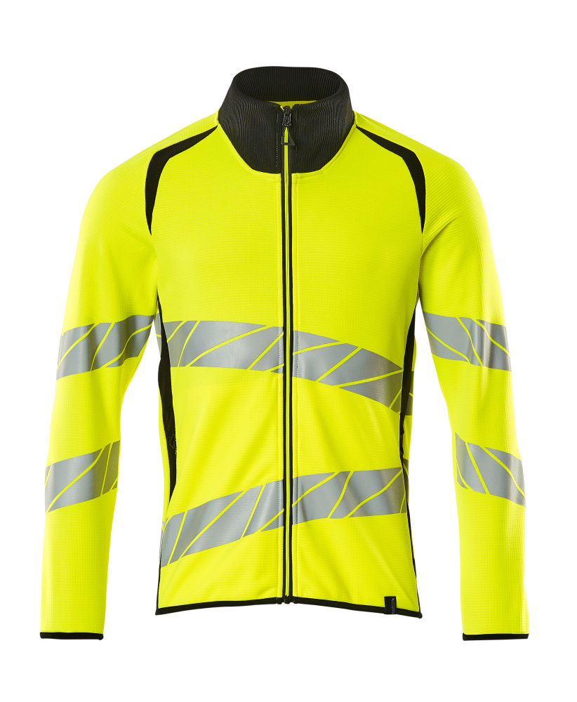 Sweatshirt mit Reißverschluss,modern Fit Sweatshirt mit Reißverschluss Größe 2XL, hi-vis gelb/schwarz