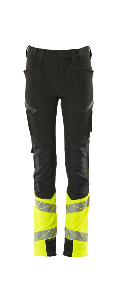 Hose für Kinder, ULTIMATE STRETCH Hose für Kinder Größe 104, schwarz/hi-vis gelb