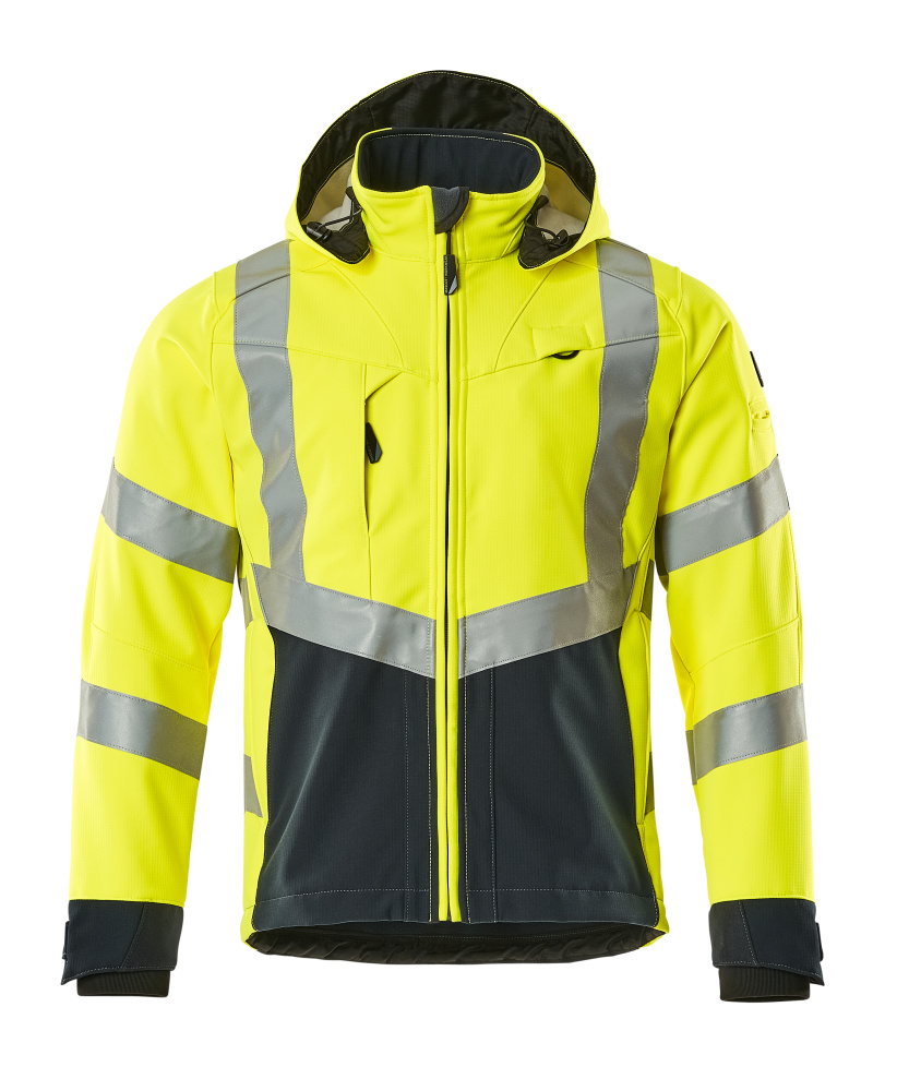 MASCOT® Blackpool Soft Shell Jacke Größe 2XL, hi-vis gelb/schwarzblau