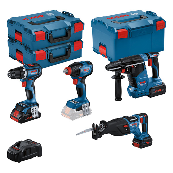 Combo Kit Set mit 4x 18V: GSR 18V-90C/GDX 18V-210C/GBH18V-24C/GSA18V-28, 3x Akku