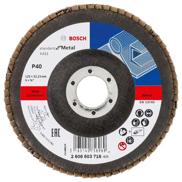 Fächerschleifscheibe X431 Standard for Metal, gerade, 125 mm, 40, Glasgewebe