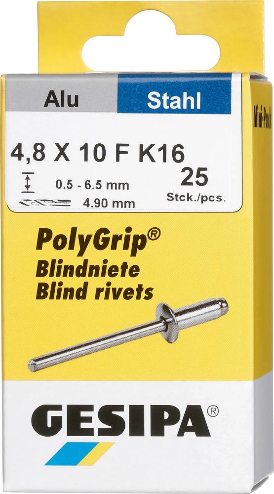 Mini-Pack PolyGrip Alu/Stahl 4,8 x 10 K 16